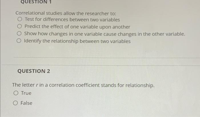 correlational research allows the researcher to answer questions such as