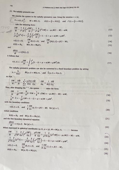 Solved 21. The radially symmetric cose We rewrite the system | Chegg.com