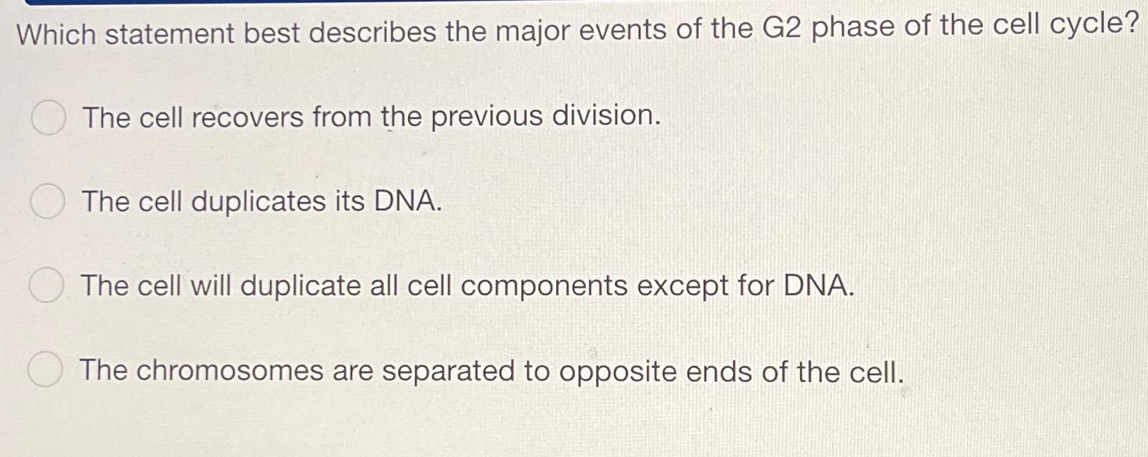 Solved Which Statement Best Describes The Major Events Of Chegg Com   Image