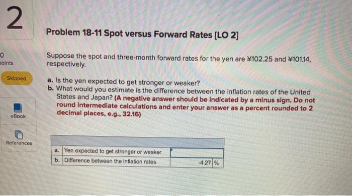 Solved 2 Problem 18-11 Spot versus Forward Rates (LO 2] 0 | Chegg.com