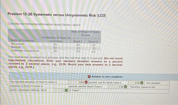 Solved Problem 13-26 Systematic versus Unsystematic Risk | Chegg.com