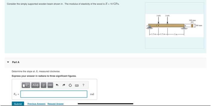 Solved Consider The Simply Supported Wooden Beam Shown In. | Chegg.com