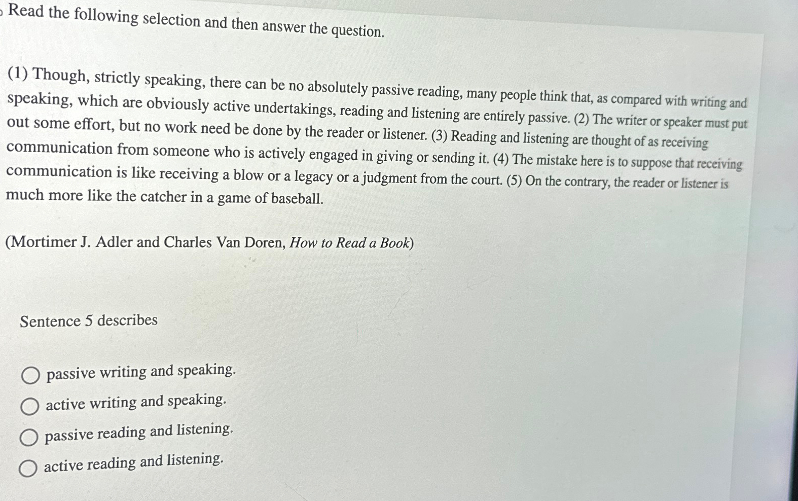 Solved Read the following selection and then answer the | Chegg.com