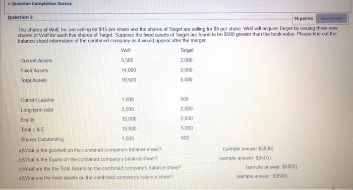 Solved Question Completion Status: Question 3 16 points Save | Chegg.com