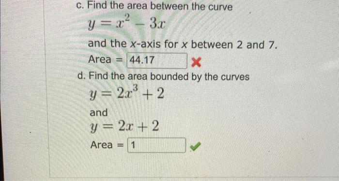Solved . Find the area between the curve y=x2−3x and the | Chegg.com