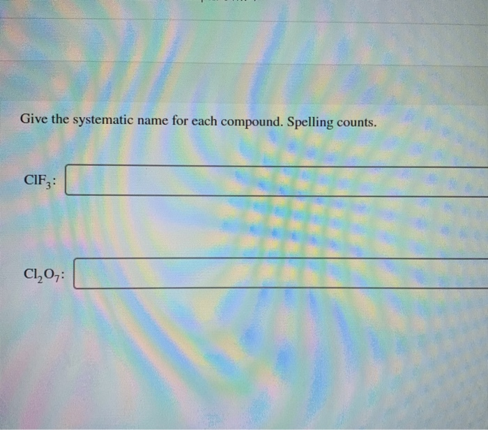 Solved Name The Ionic Compounds Spelling Is Graded K O Chegg