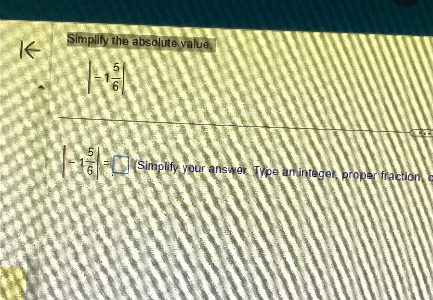 Solved Simplify the absolute value.|-156||-156|=(Simplify | Chegg.com