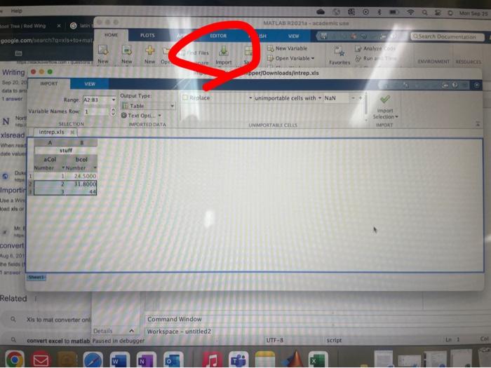Solved how do i convert this .xls spreadsheet into a . mat