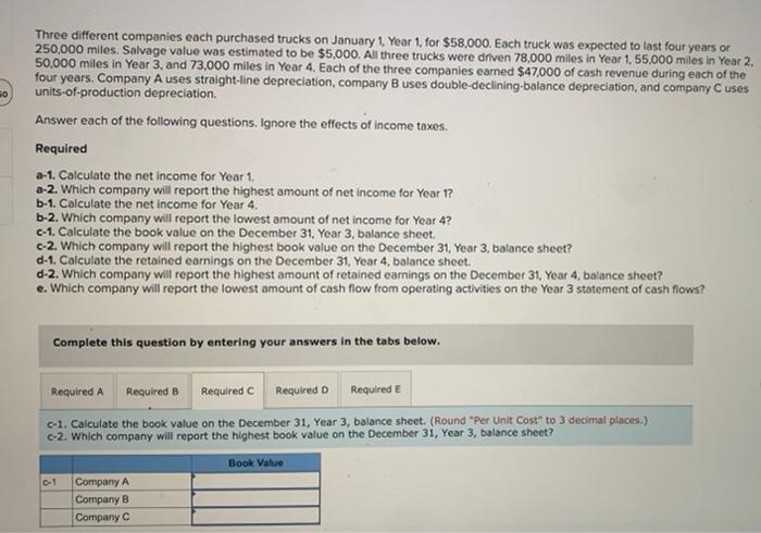 Solved Three different companies each purchased trucks on | Chegg.com