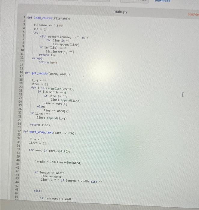 Solved i'm having a spacing issue. the first part of my code | Chegg.com