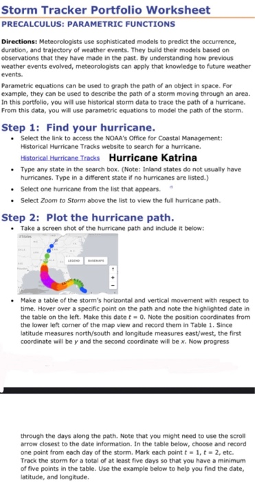 hurricane tracking graph worksheet