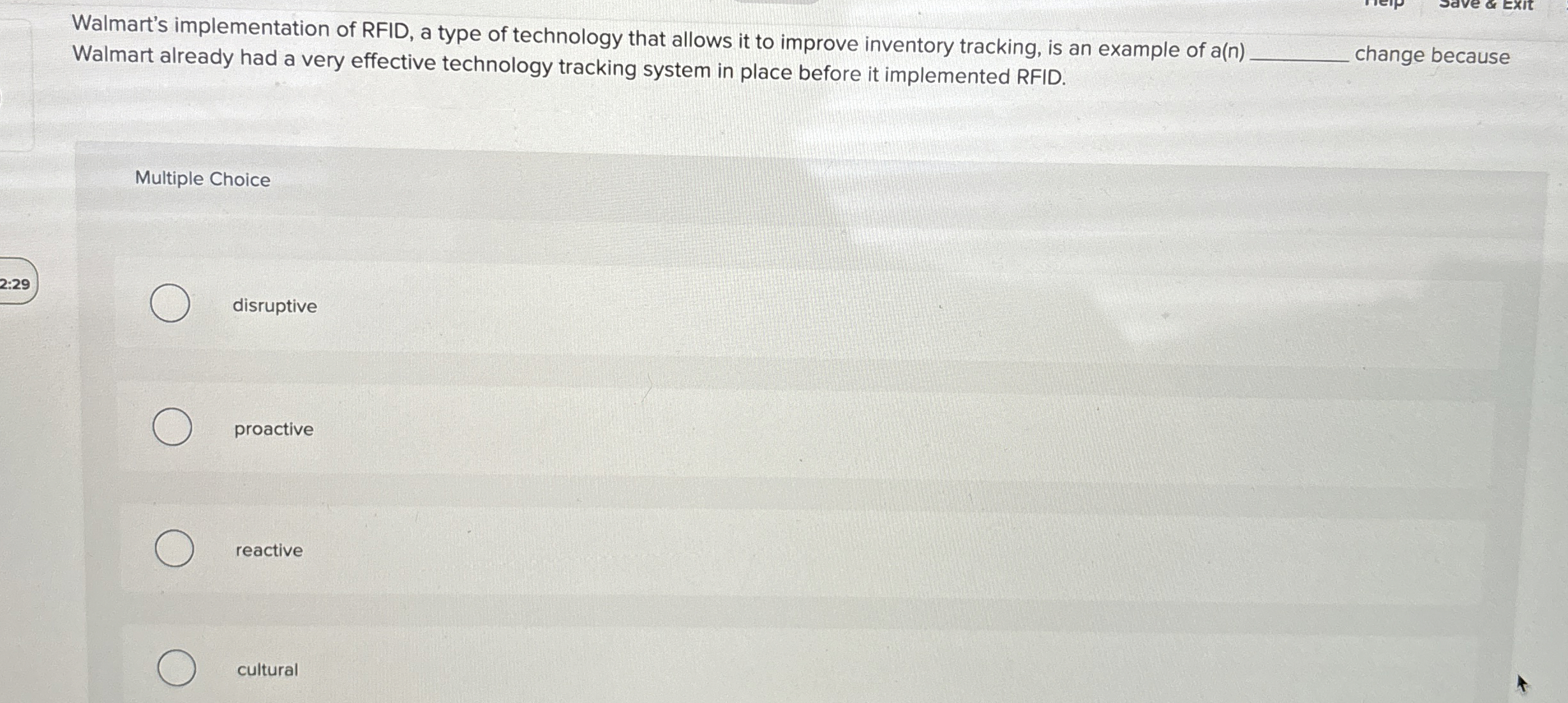 Solved Walmart's implementation of RFID, a type of