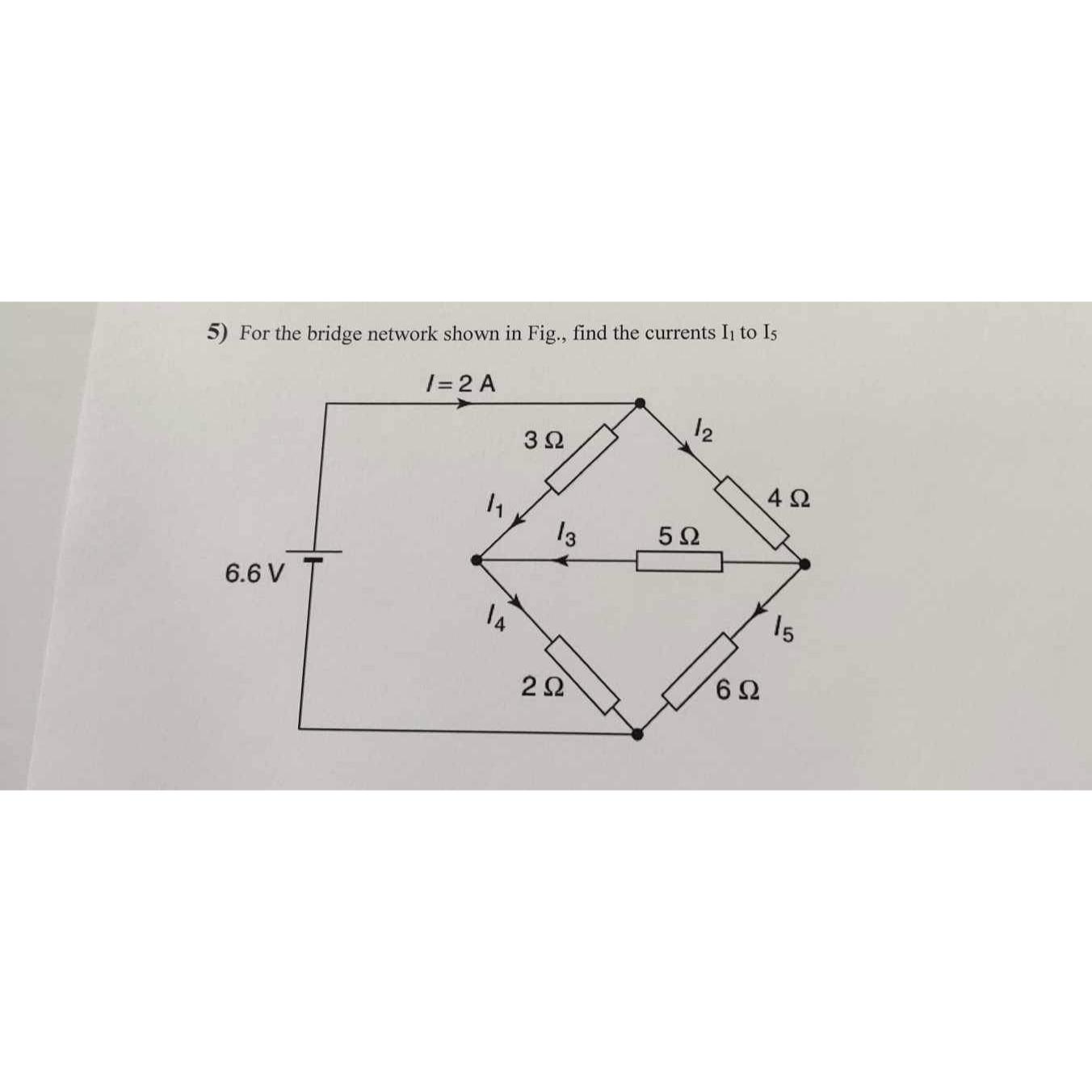 Solved For The Bridge Network Shown In Fig., Find The | Chegg.com