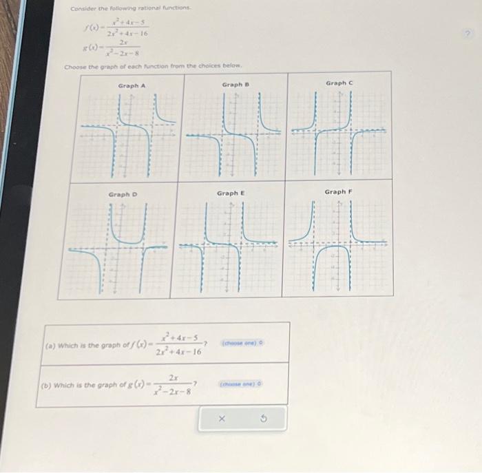 Solved Consider the following rational functions: | Chegg.com
