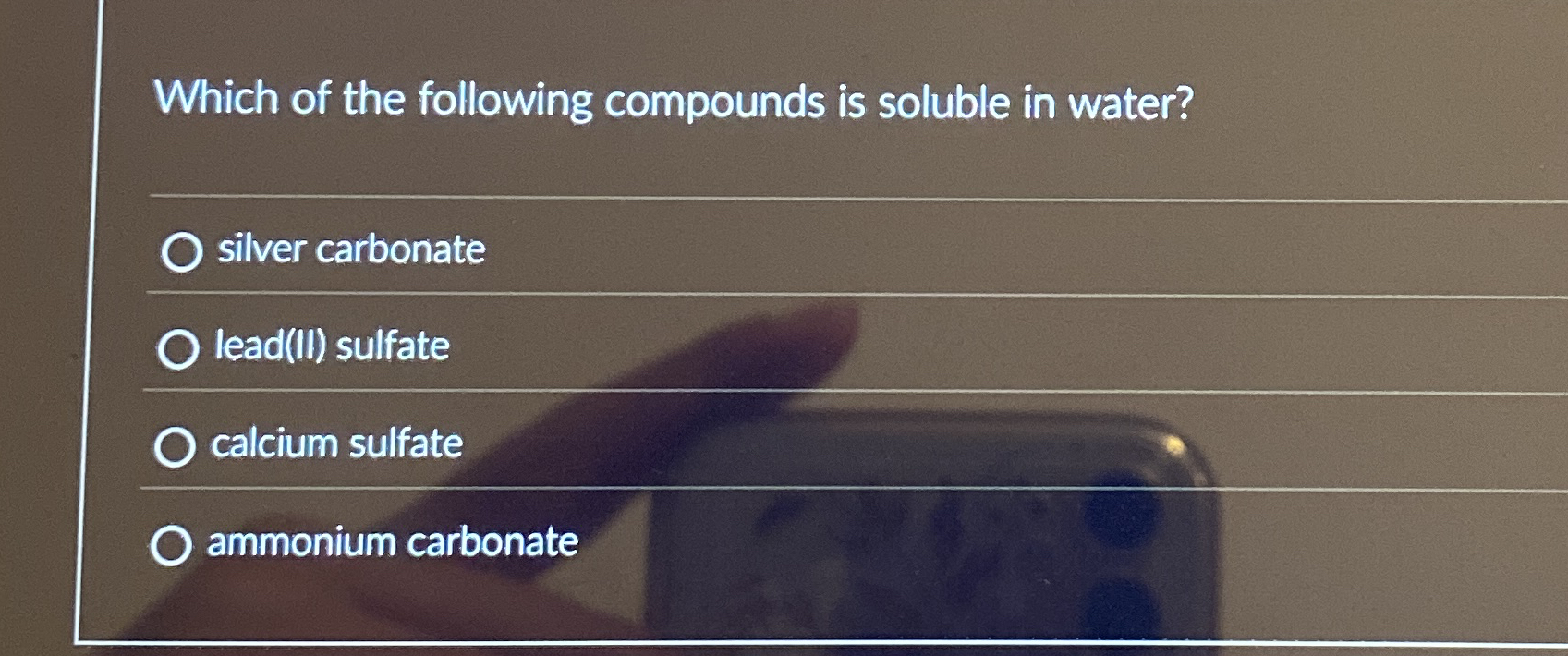 Solved Which of the following compounds is soluble in