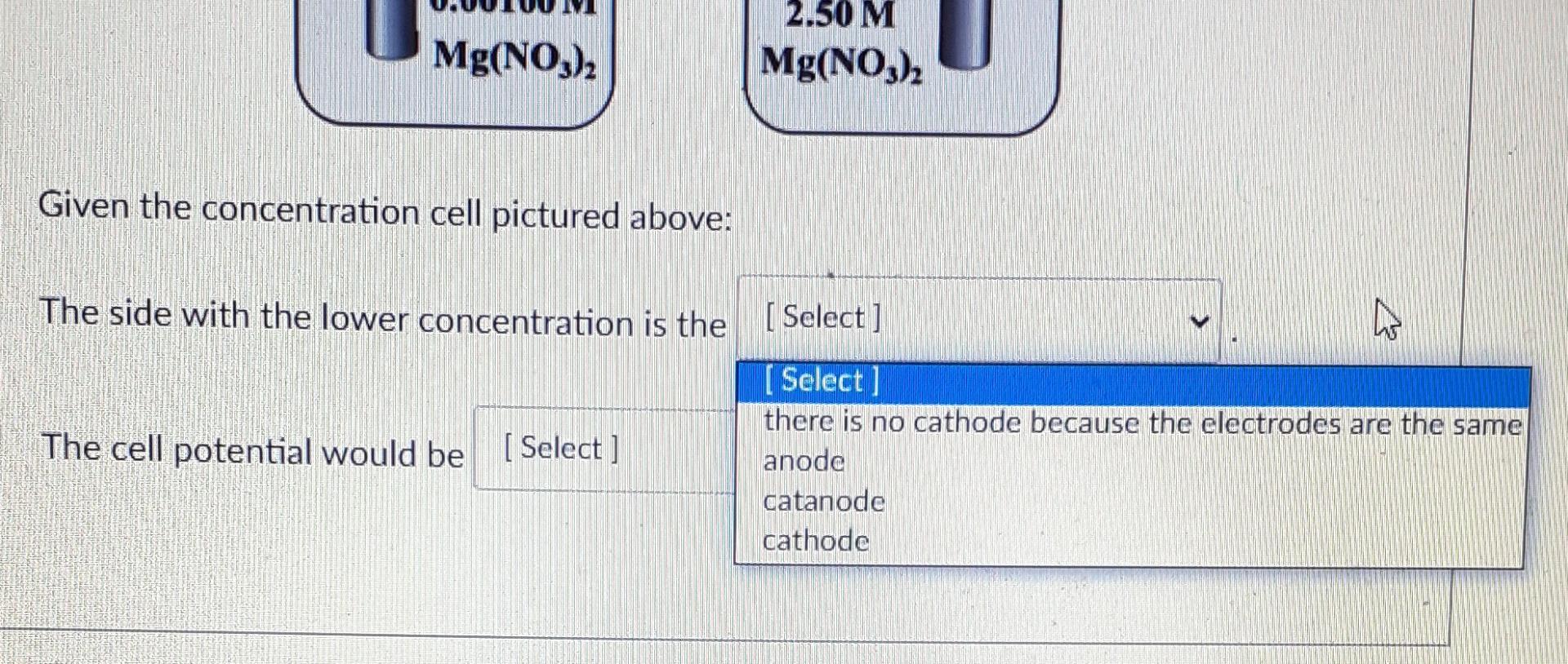 Solved Given the concentration cell pictured above: The side | Chegg.com