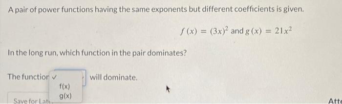 Solved A pair of power functions having the same exponents | Chegg.com