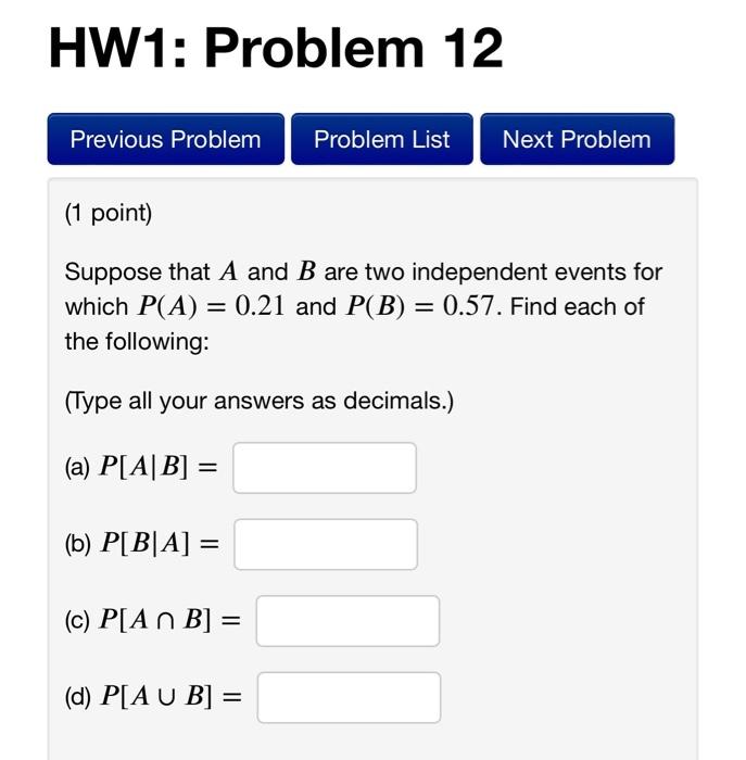 Solved If P(A)=0.3,P(B)=0.4, And P(A∪B)=0.7, Then P(A∩B)= | Chegg.com