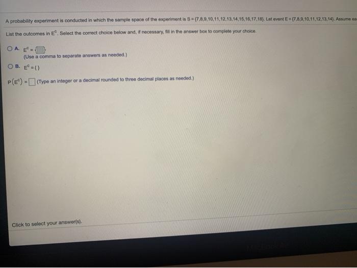 Solved A probability experiment is conducted in which the | Chegg.com