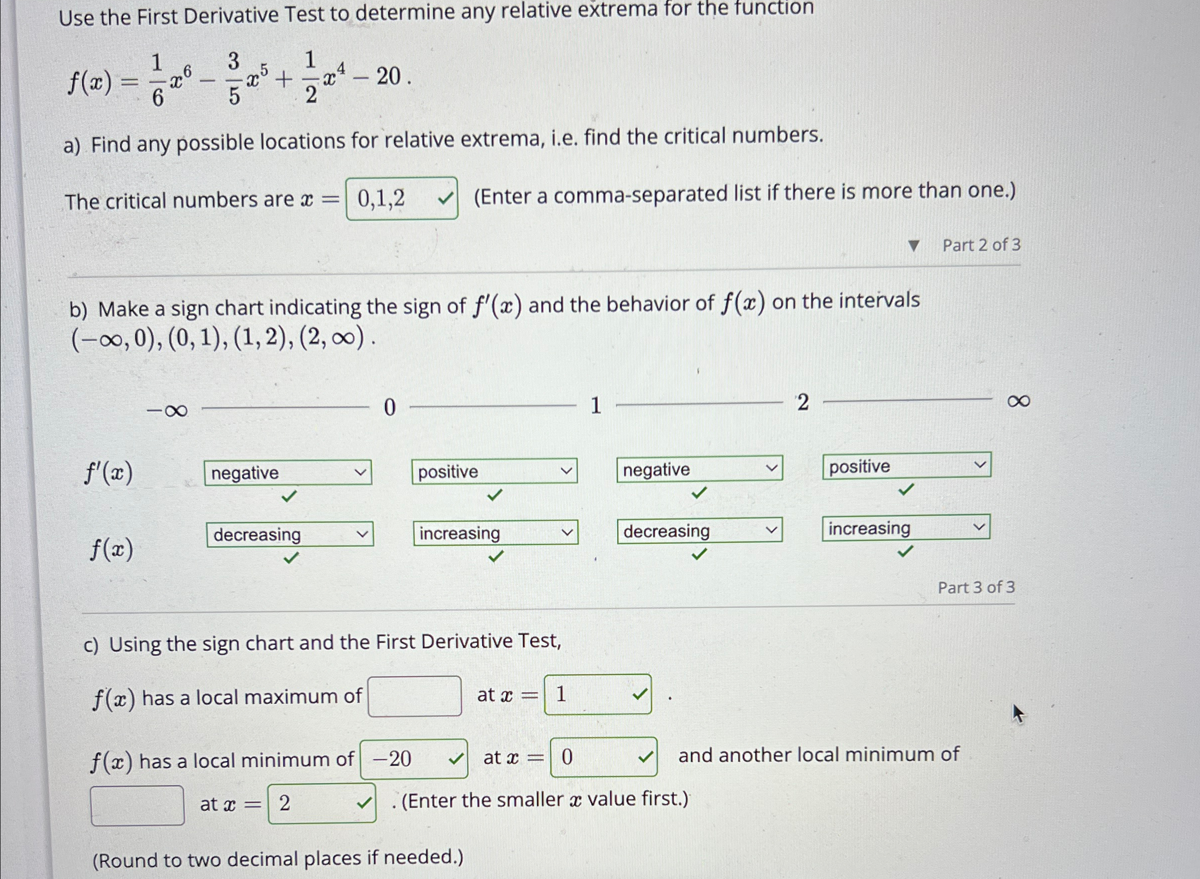 Solved Use the First Derivative Test to determine any | Chegg.com
