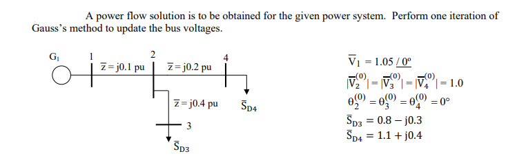 Solved A power flow solution is to be ﻿obtained for the | Chegg.com