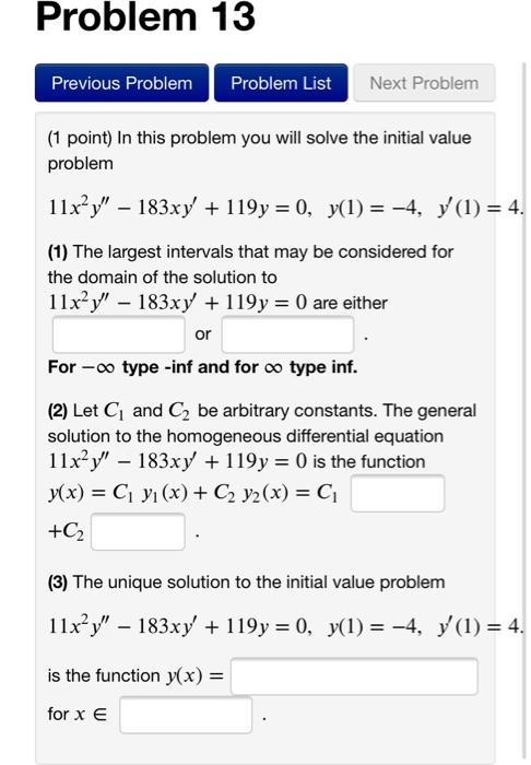Solved Problem 13 Previous Problem Problem List Next Problem | Chegg.com