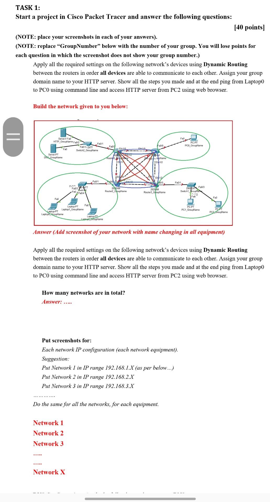 TASK 1: Start a project in Cisco Packet Tracer and | Chegg.com