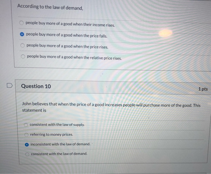 The Law Of Demand States When The Price Increases The Quantity Demanded