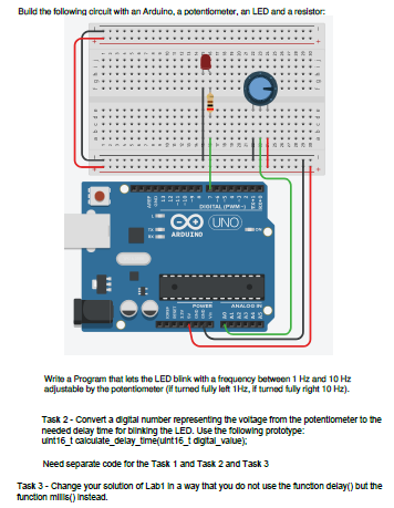 Solved Write a Program that lets the LED blink with a Circuit Diagram
