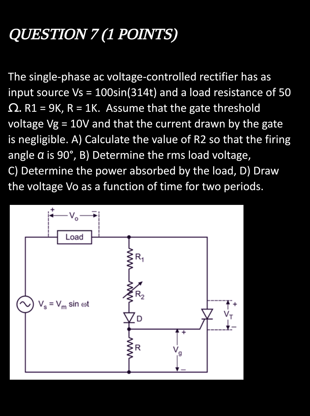 Solved QUESTION 7 (1 ﻿POINTS)The singlephase ac
