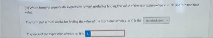 Solved (a) The standard form for a quadratic expression is | Chegg.com