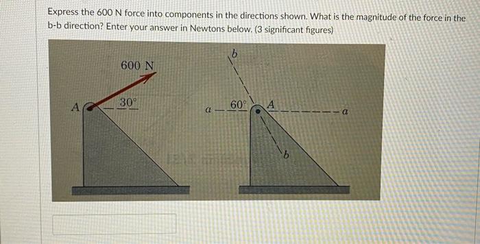 Solved Express The 600 N Force Into Components In The | Chegg.com