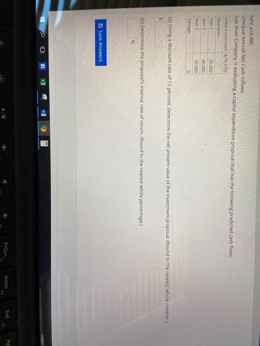 Solved NPV And IRR: Unequal Annual Net Cash Inflows Salt | Chegg.com