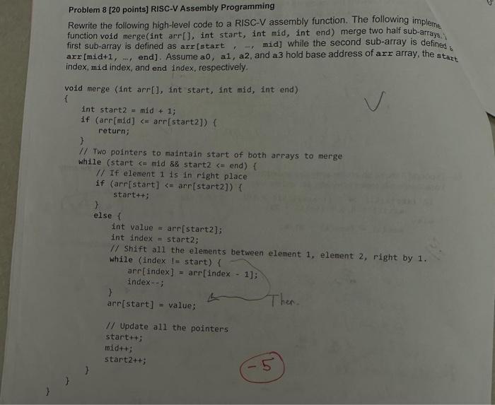 Solved Problem 8 [20 Points] RISC-V Assembly Programming | Chegg.com