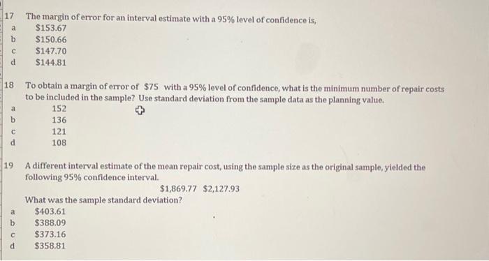 Solved 8 Questions 15−18 are related to the following 9 Your | Chegg.com