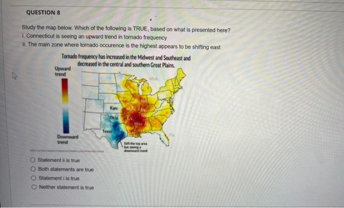 Solved Study the map below. Which of the following is TRUE, | Chegg.com