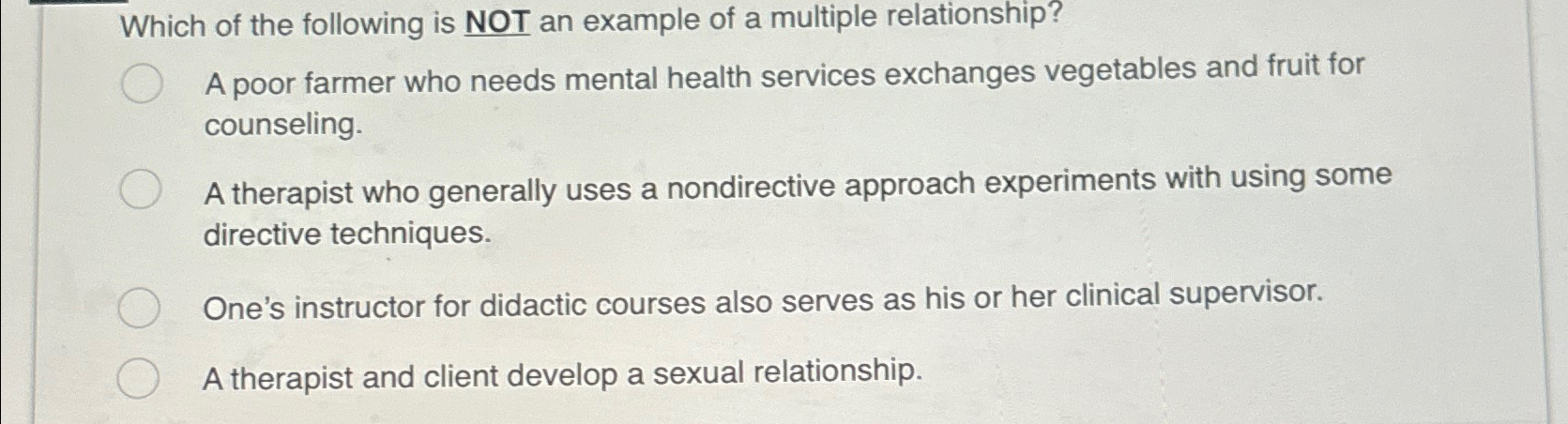 9 which of the following is an example of a multiple relationship