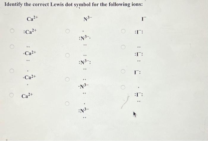 Solved Identify the correct Lewis dot symbol for the | Chegg.com