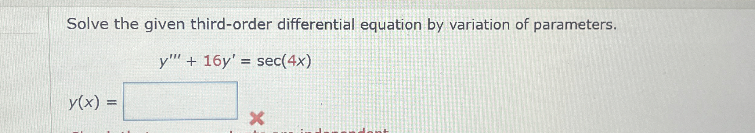 Solved Solve the given third-order differential equation by | Chegg.com