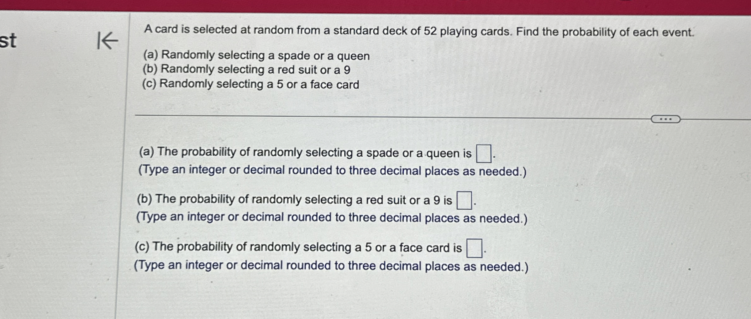 Solved A card is selected at random from a standard deck of
