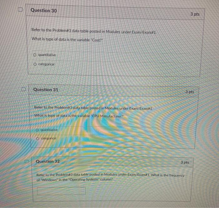 Solved Question 24 3 pts Refer to the Problem 2 stem in leat | Chegg.com
