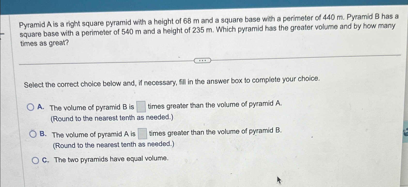 Pyramid A ﻿is A Right Square Pyramid With A Height Of | Chegg.com