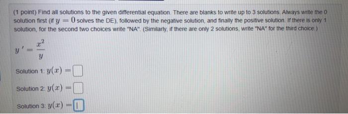 Solved (1 point) Find all solutions to the given | Chegg.com