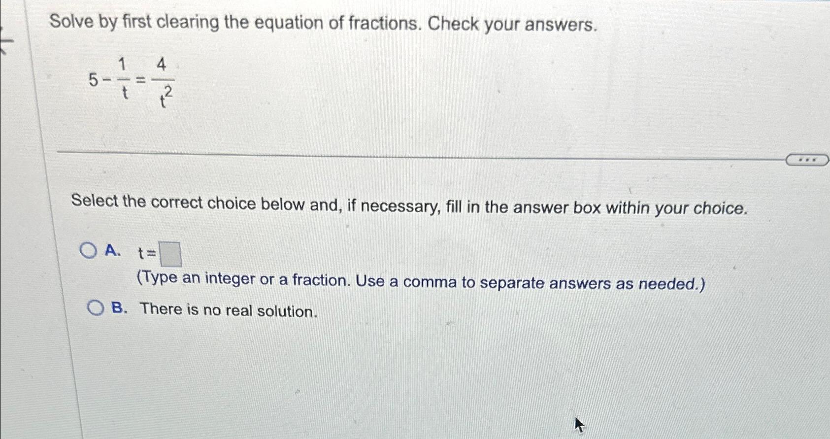 Solved Solve By First Clearing The Equation Of Fractions