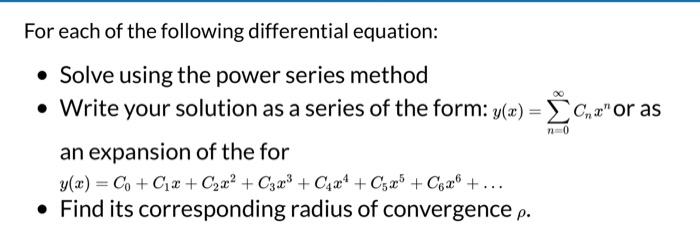Solved For each of the following differential equation: - | Chegg.com