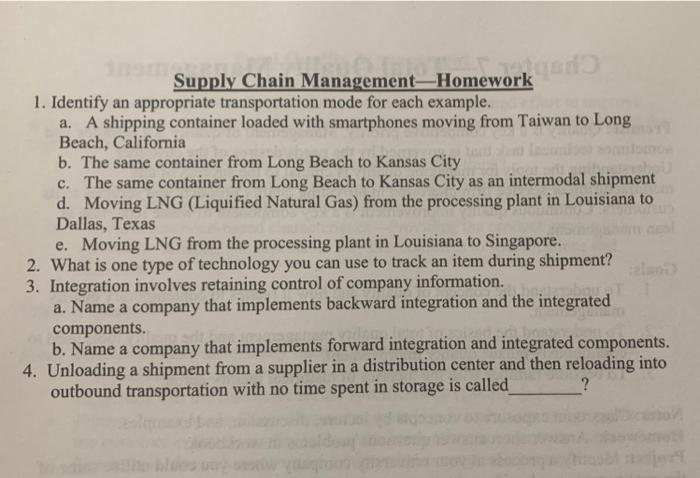 supply chain management homework help