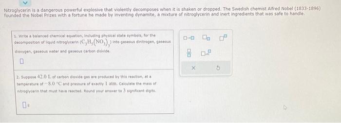 Solved Nitroglycerin is a dangerous powerful explosive that | Chegg.com