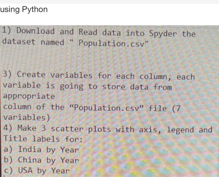 Solved using Python 1) Download and Read data into Spyder | Chegg.com