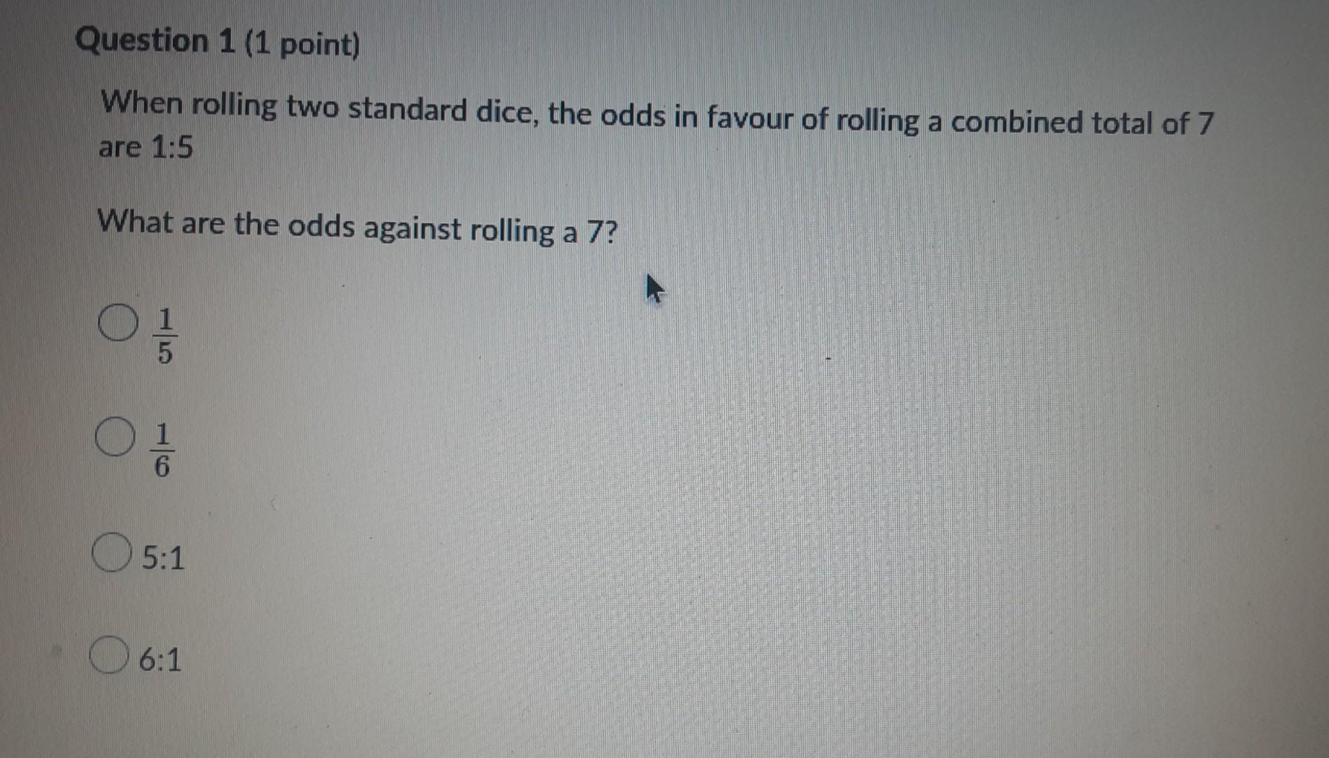 what are the odds of rolling 2 dice the same number