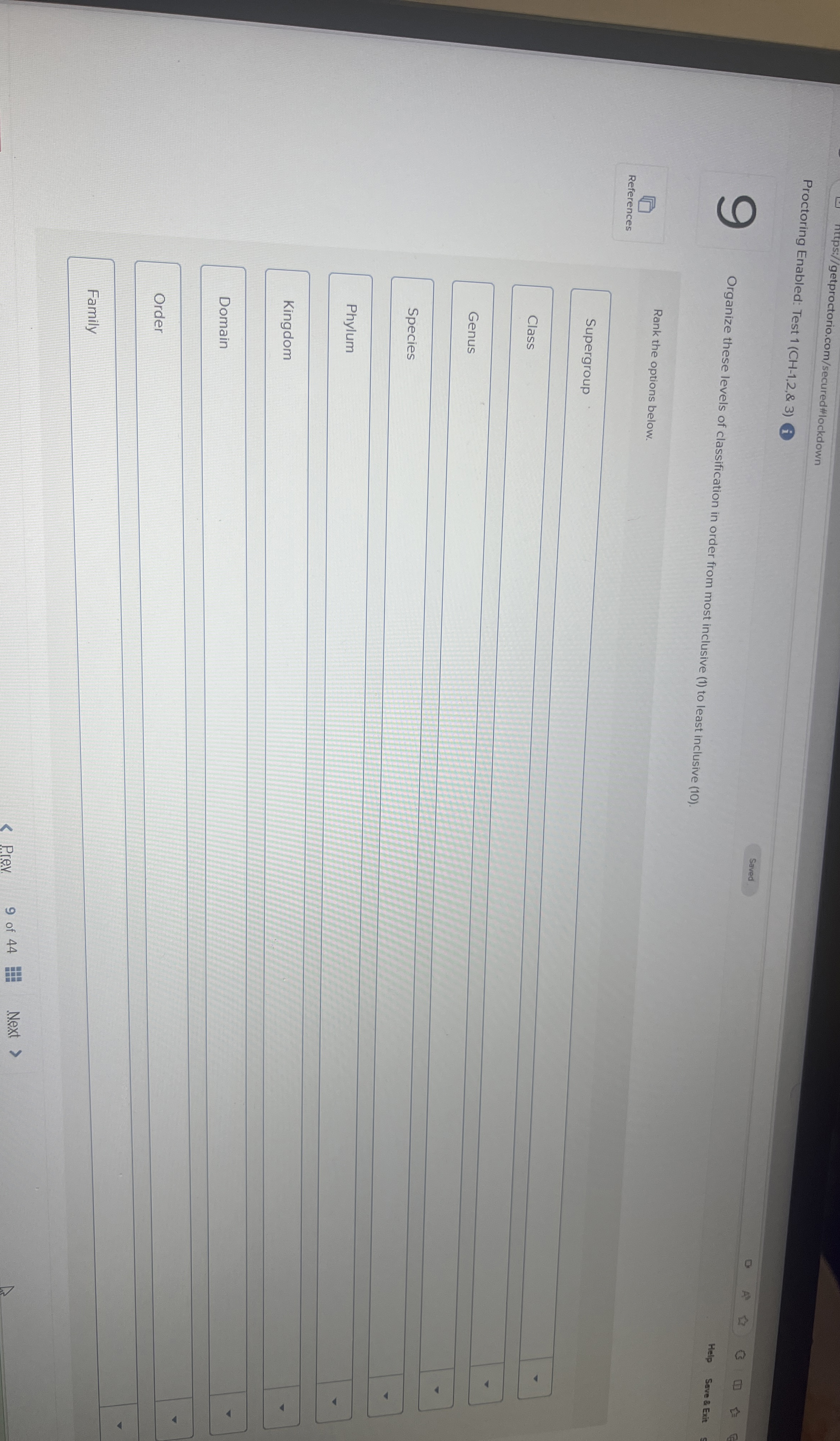 Solved Organize these levels of classification in order from | Chegg.com